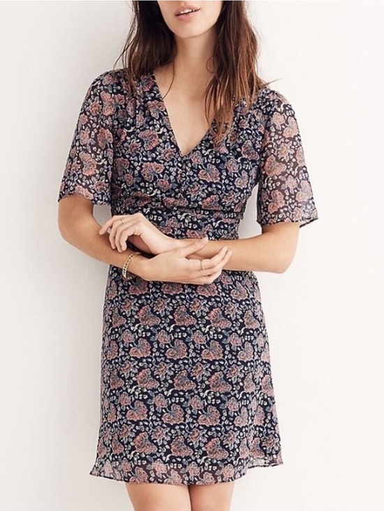 Madewell Dresses & Skirts - Madewell Orchard Flutter Sleeve Dress in Fan Floral Mix Size 8